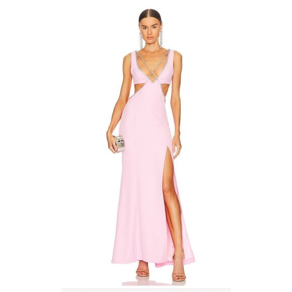 Majorelle Matteson Crystal Embellished Long Gown Pink Women's Size Medium - Picture 1 of 12
